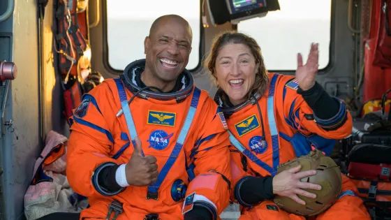 The Artemis II astronauts were all smiles on the flight deck of USS John P. Murtha after they were extracted from their Orion spacecraft after splashdown.