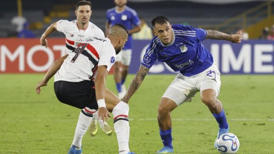 Rodrigo Contreras, delantero de Millonarios, afectado por su presente. 
