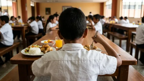Niño comiendo debido a que cambiaron las cuotas alimentarias 