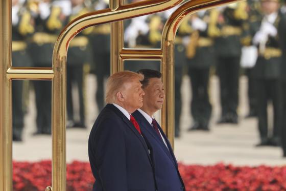 Chinese President Xi Jinping attends a welcome ceremony with U.S. President Donald Trump at the Great Hall of the People in Beijing, China, 14 May 2026. 