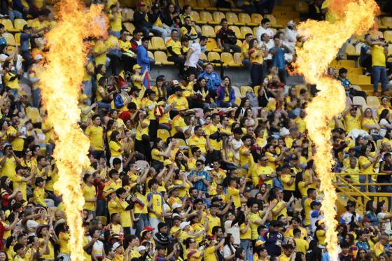 Hinchas de la Selección Colombia en el estadio El Campín.