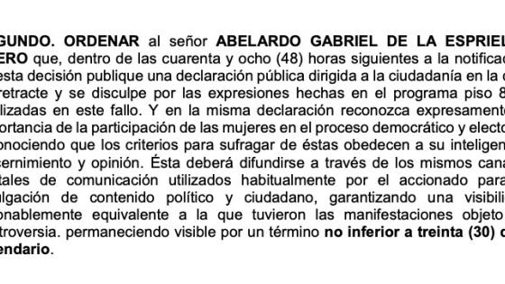 Jueza ordena a De la Espriella retractarse por comentarios sexuales a periodista