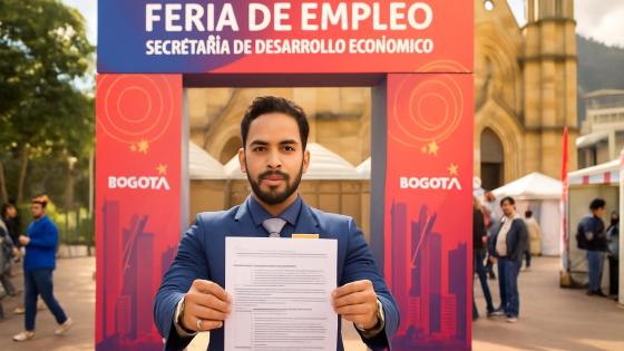 Personas participando en una feria de empleo en Bogotá